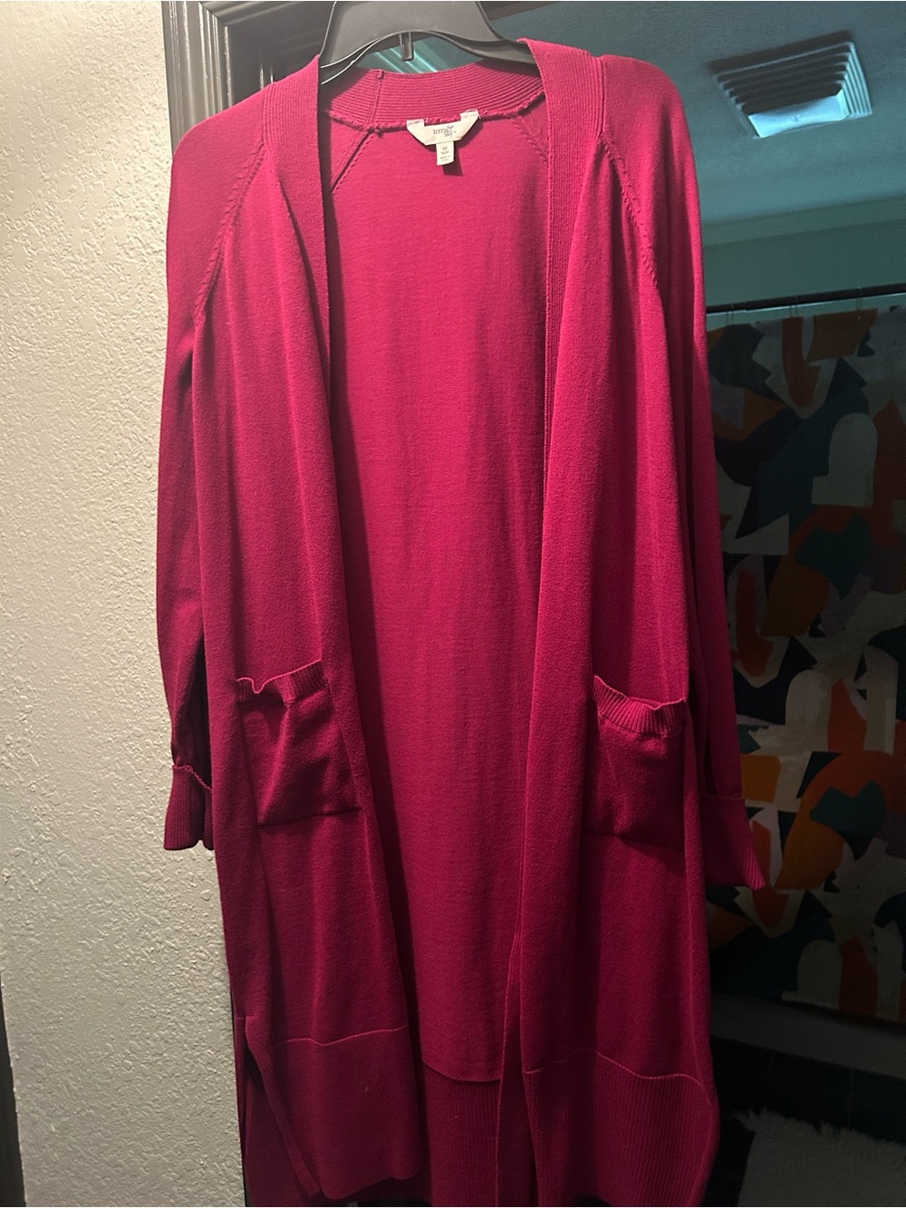 Long Open-Front Cardigan in Fuchsia